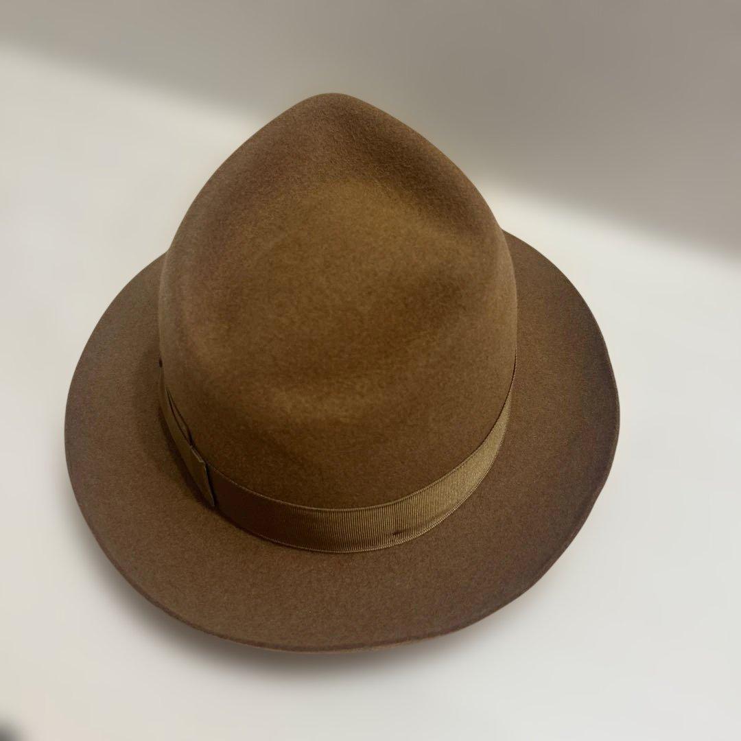 ボルサリーノ　フェデリコ　ハット　中折れ　キャメル　イタリア製　390054