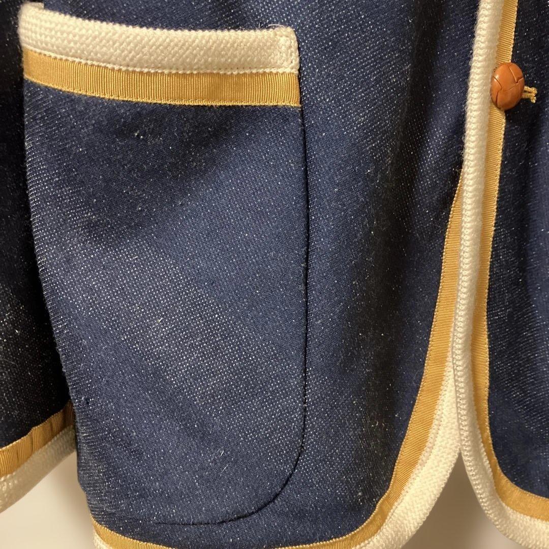 A エィス　インディゴ染ジャージパイピングブレザーネイビーLサイズ