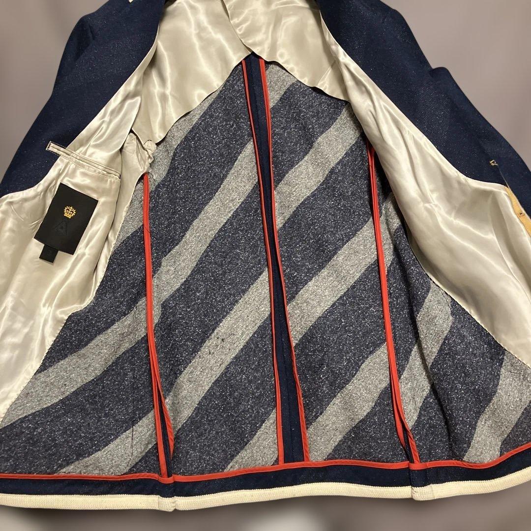 A エィス　インディゴ染ジャージパイピングブレザーネイビーLサイズ