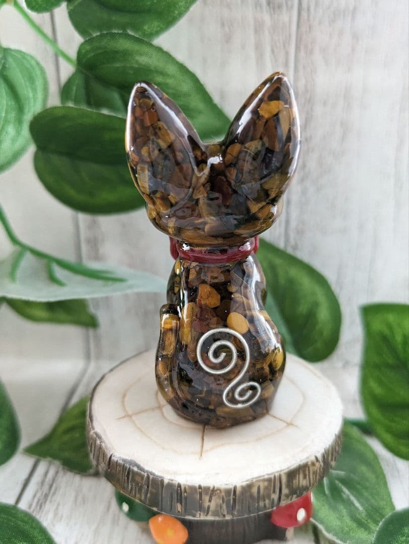 【はるかな】ミニサイズ！タイガーアイの蝶ネクタイねこちゃん形オルゴ☆他５点