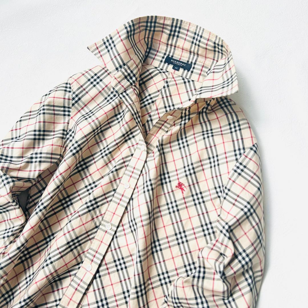 ✳︎バーバリー✳︎ ノバチェック シャツ ロゴ刺繍 40