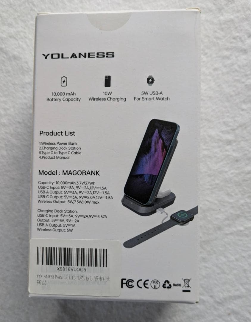 YOLANESS　10000mAh ワイヤレスモバイルバッテリー　１０個セット
