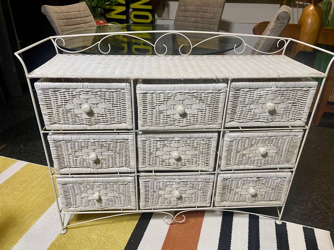 ラタンチェスト ランドリーチェスト ホワイト アンティーク調