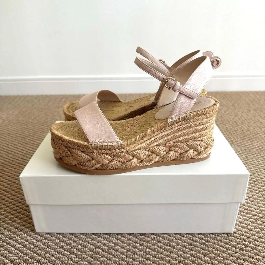 【最終値下げ❣️】フェラガモ　ウェッジソールサンダル ピンク レザー 24