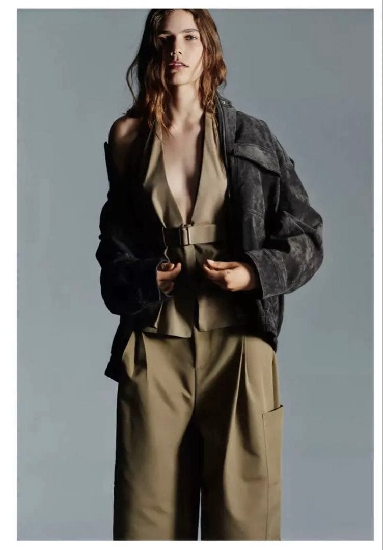 ZARA 100% スエードレザージャケット M カーボン