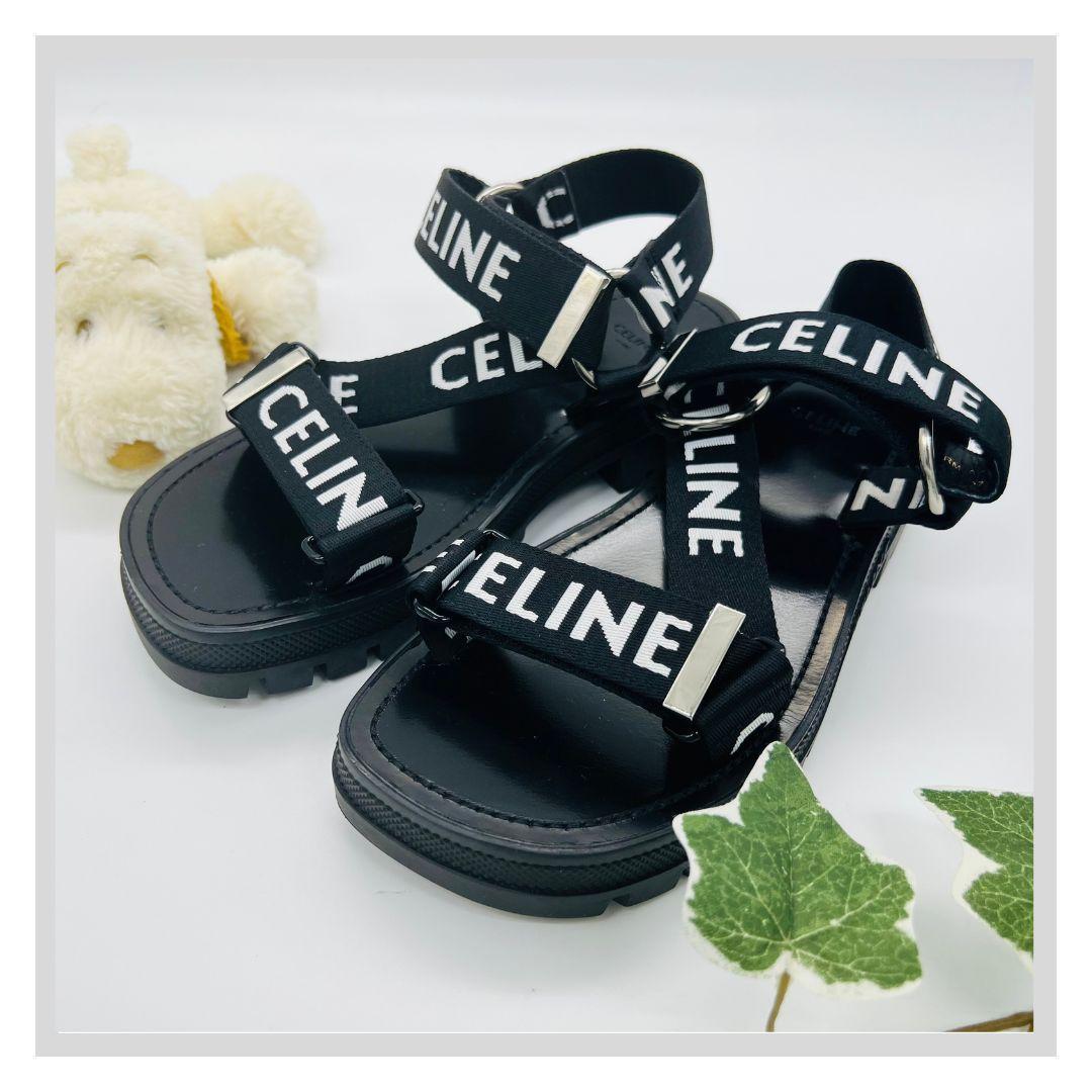 セリーヌ レオストラッピー　ベロクロ　24cm相当 サンダル ブラック