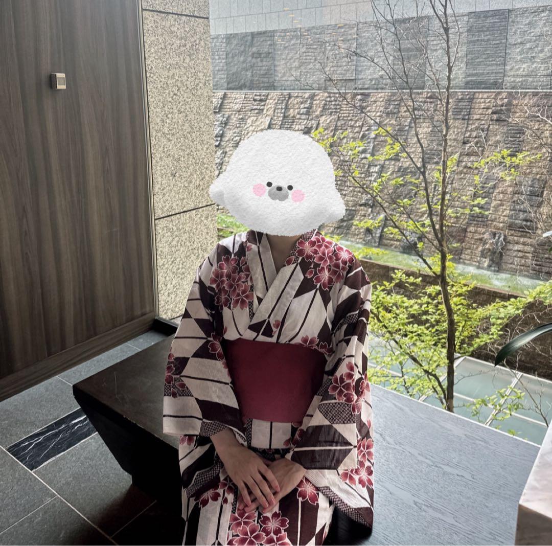 きものやまと・花柄浴衣・帯・下駄・髪飾りセット