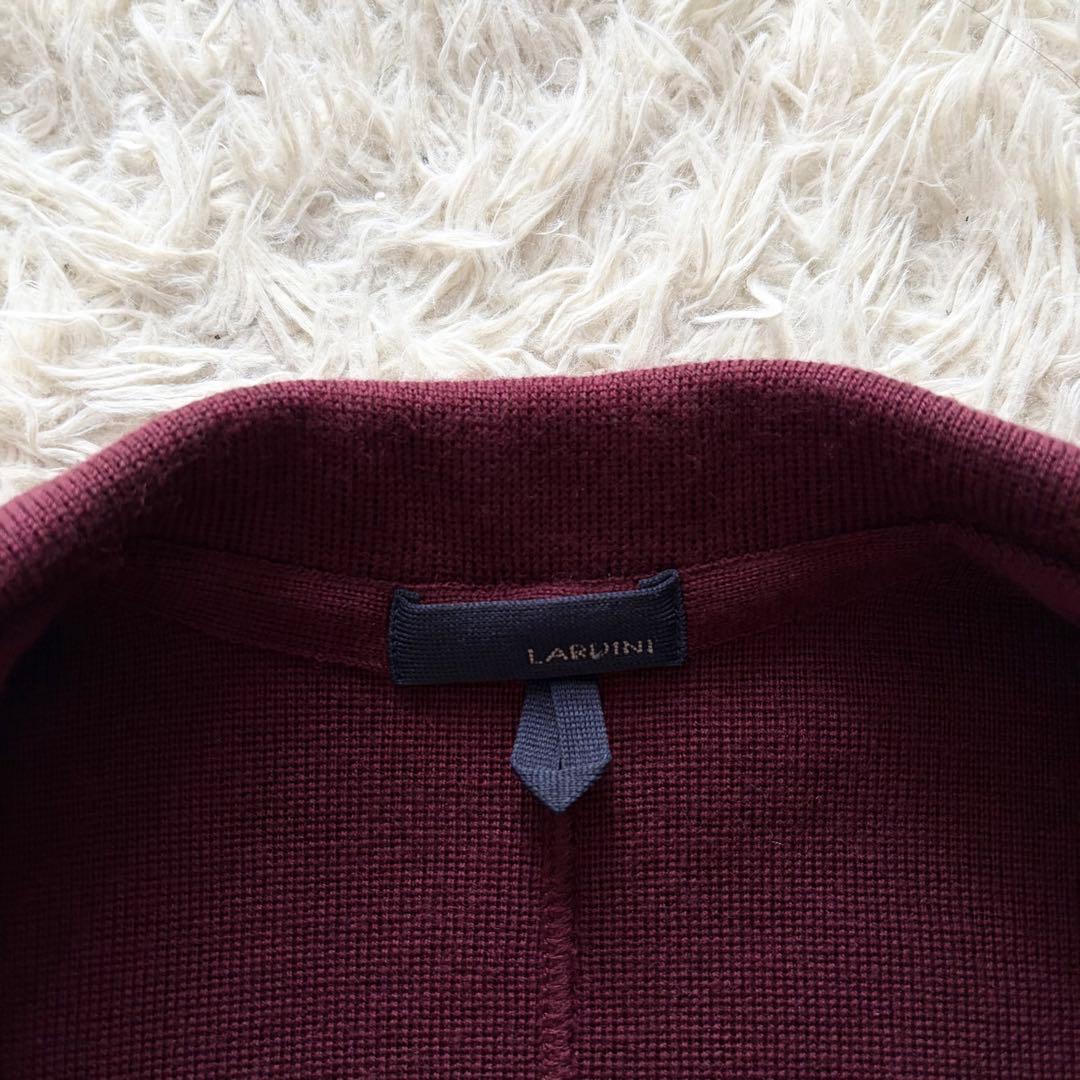 <極美品>LARDINI ボルドー ウール ダブル ニットジャケット S相当