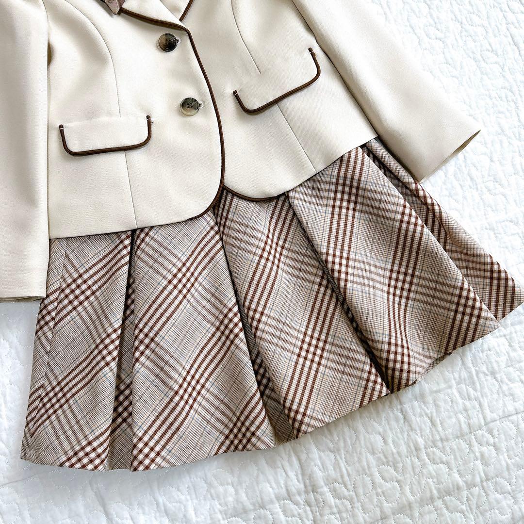 ビームスデザイン 120 フォーマル 入学式 卒園式 ベージュ系 チェック 女子