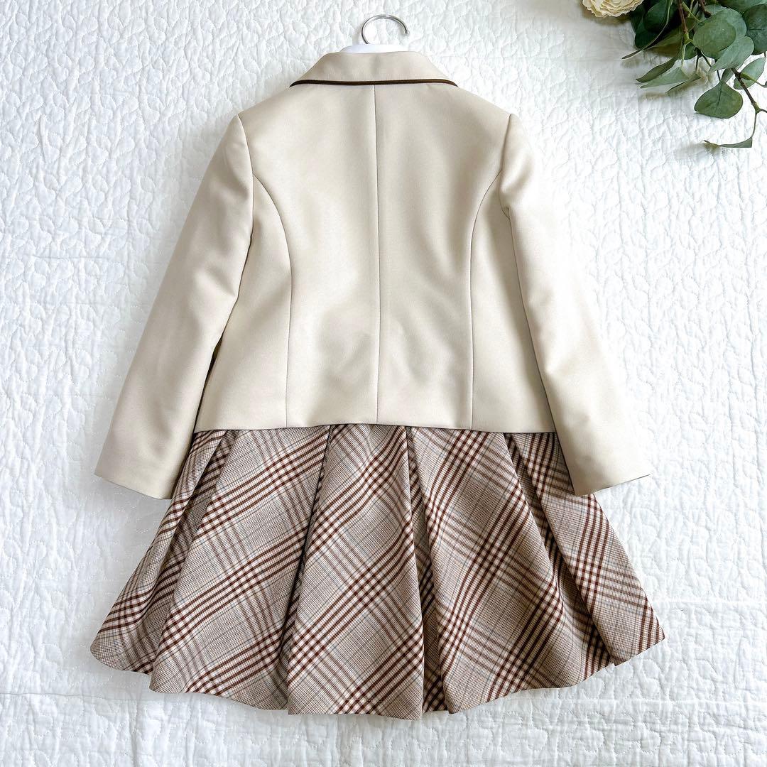 ビームスデザイン 120 フォーマル 入学式 卒園式 ベージュ系 チェック 女子