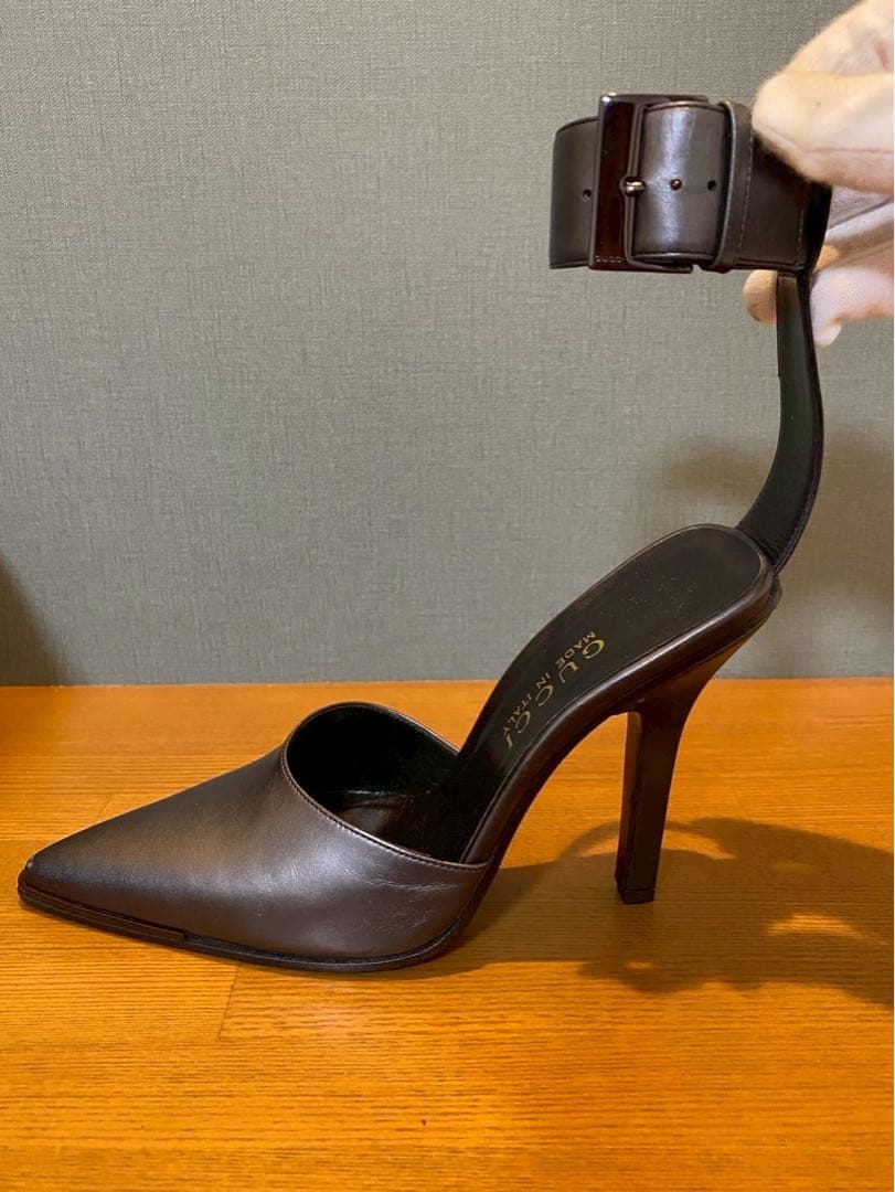 GUCCI グッチ　アンクルストラップ　ミュール　パンプス　ピンヒール