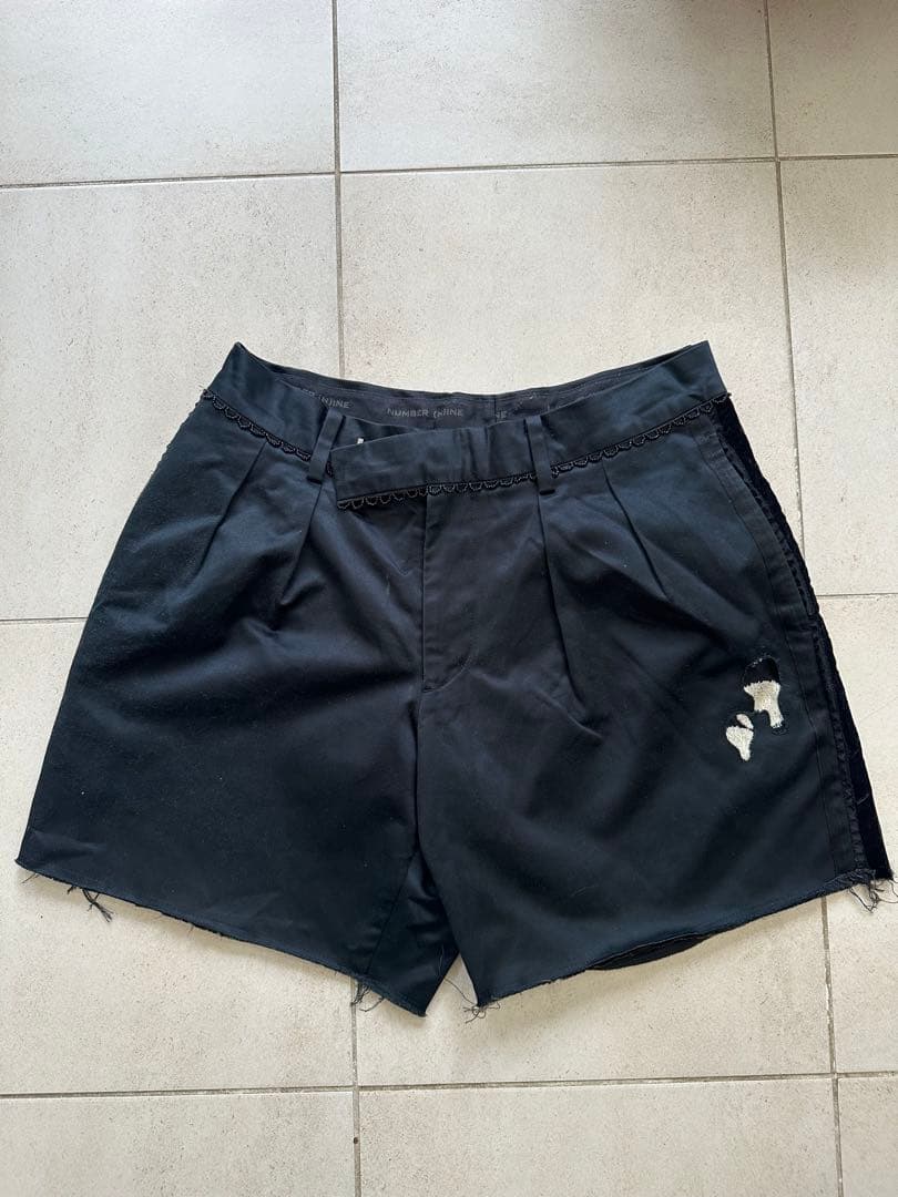 NUMBER (N)INE ブラック ハーフパンツ ナンバーナイン