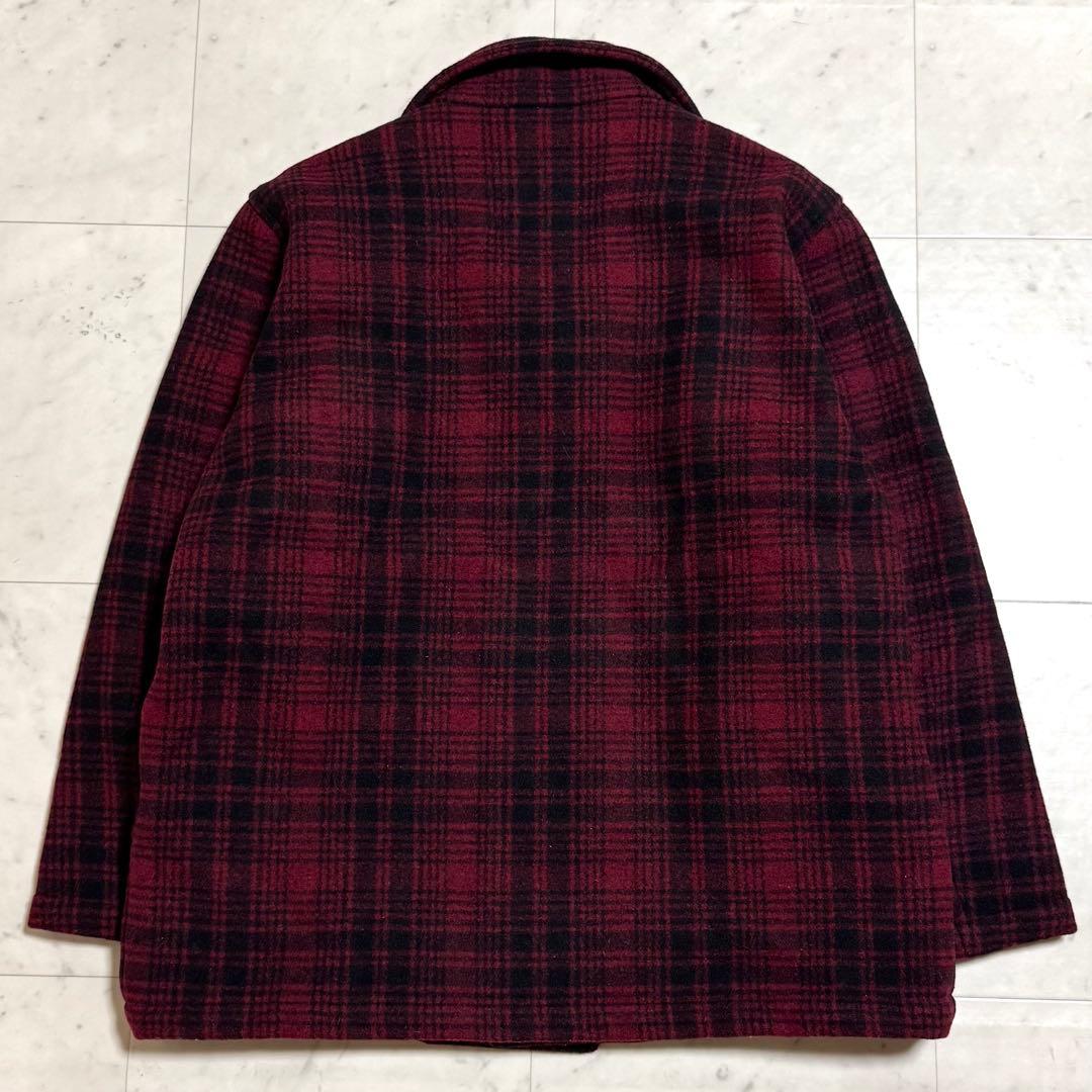 VAN JACKET スタンドカラーコート ウール チェック柄 レッド LL