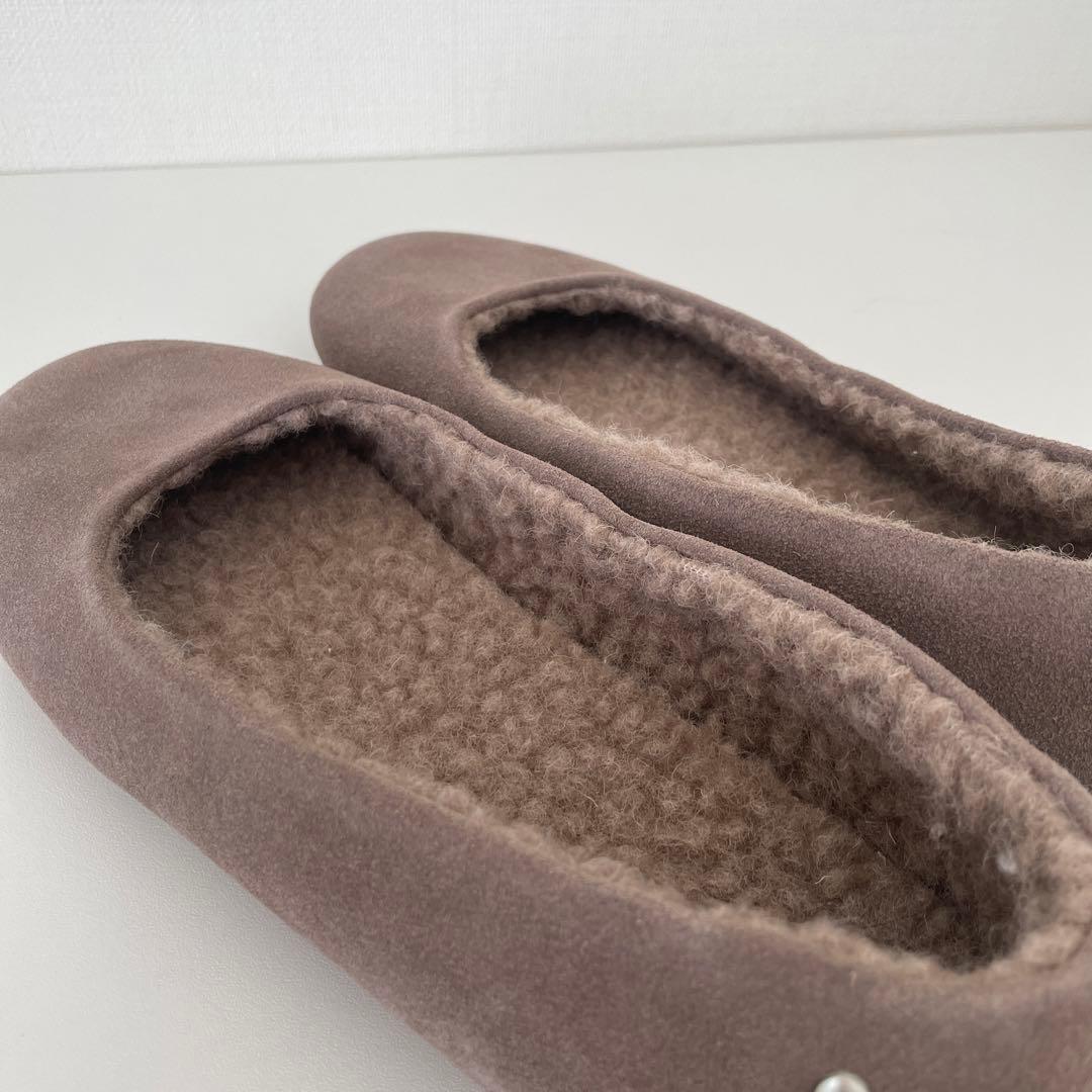 【人気】エミュ-オーストラリア　スエード　バレエシューズ　25cm