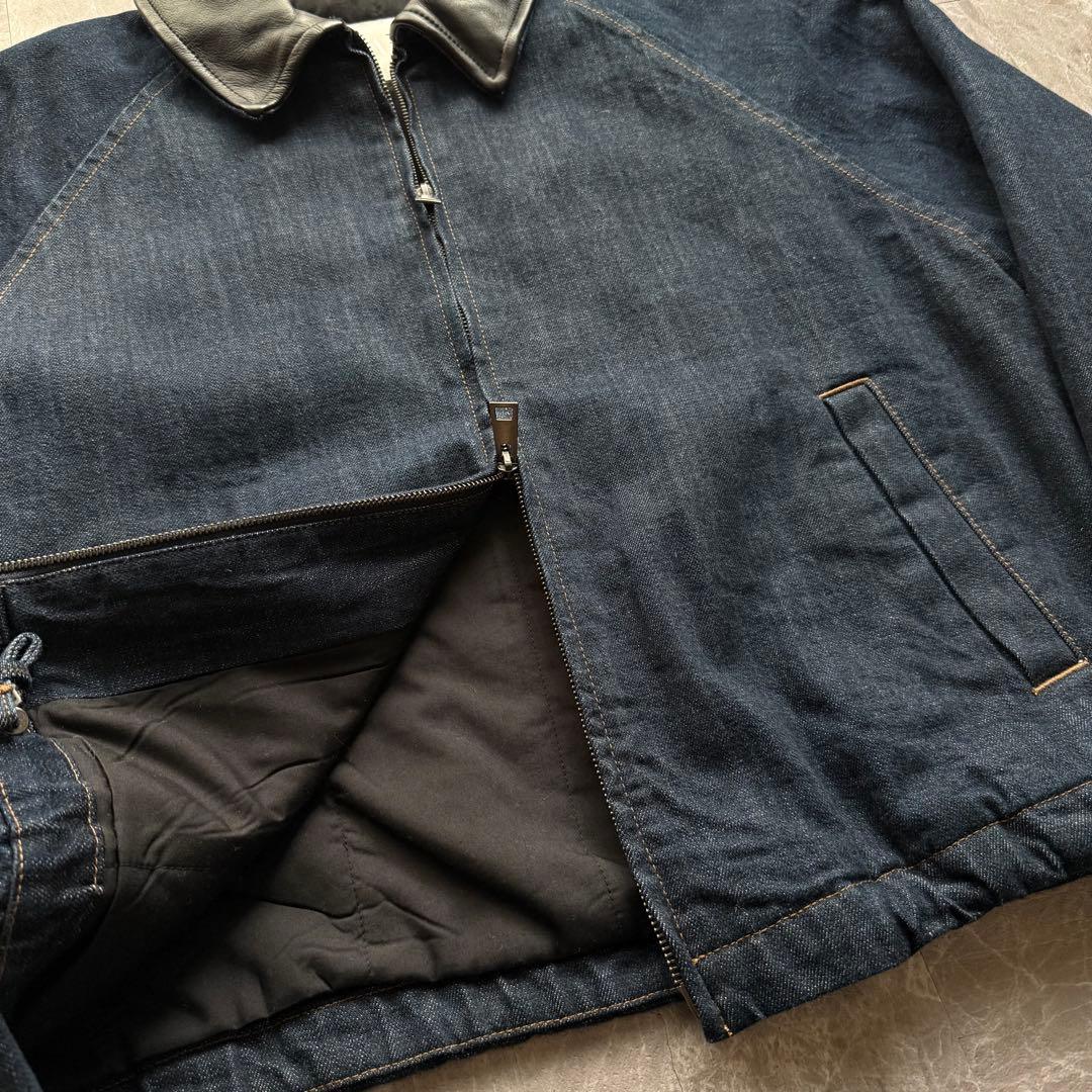 ZARA 短丈　襟レザーデニムジャケット　完売品
