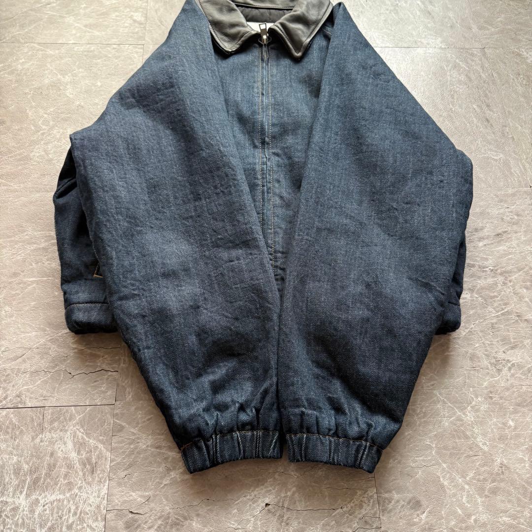 ZARA 短丈　襟レザーデニムジャケット　完売品