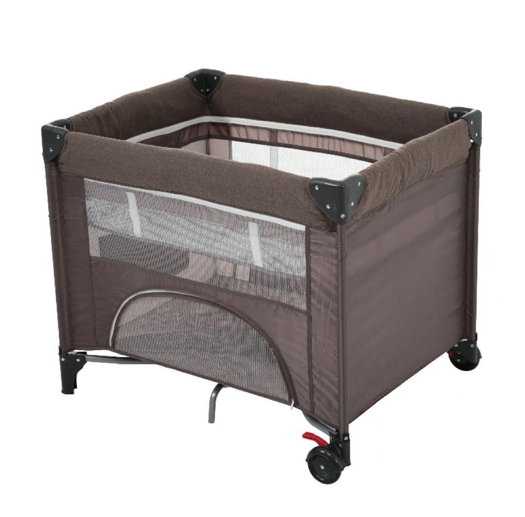 新品　ベビーベッド　プレイヤード　ベビーサークル　折りたたみ　ブラウン