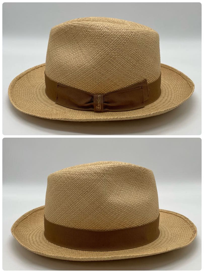 Borsalino ストロー パナマハット 天然草 ベージュ 59