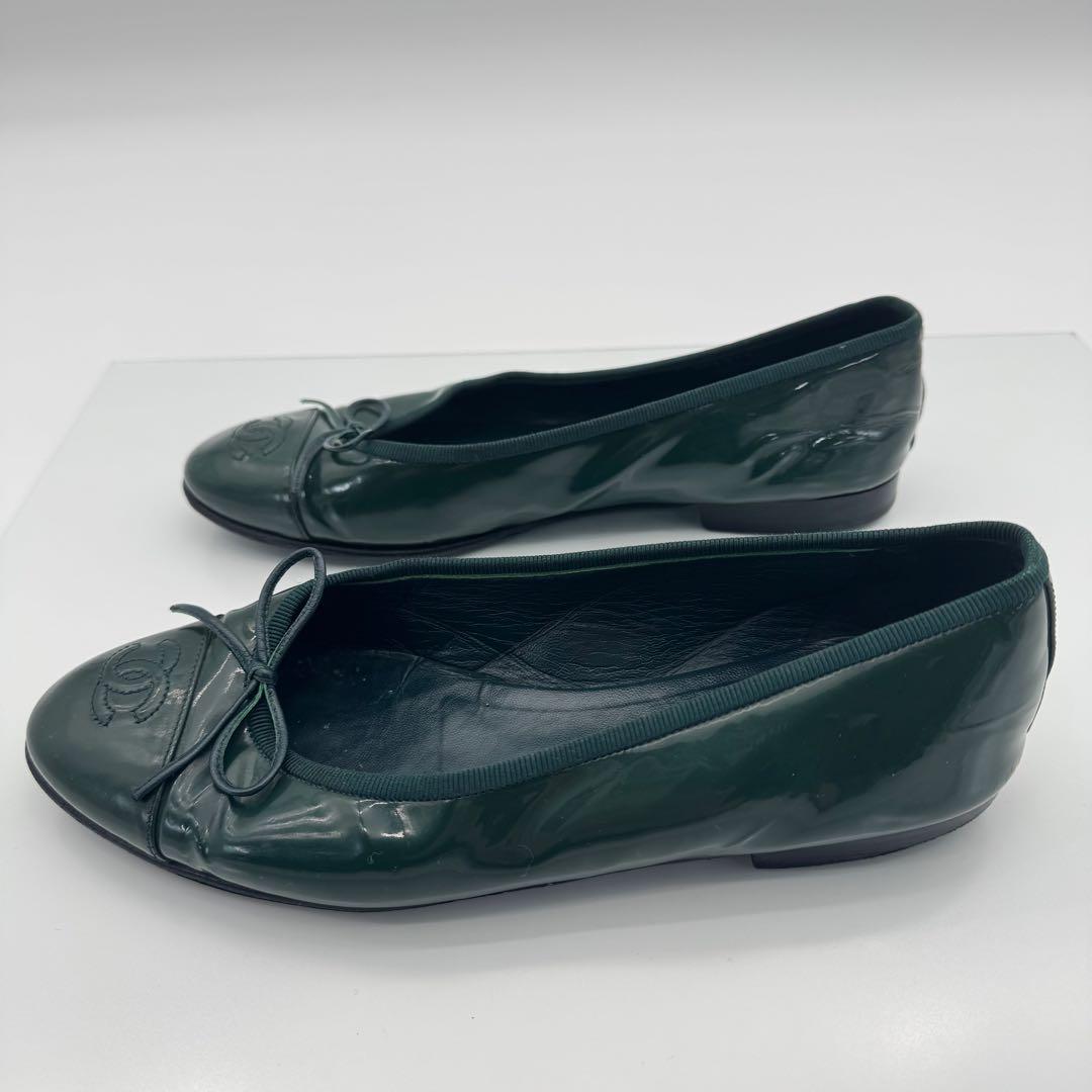 シャネル CHANEL フラットシューズ バレエシューズ 37.5 エナメル