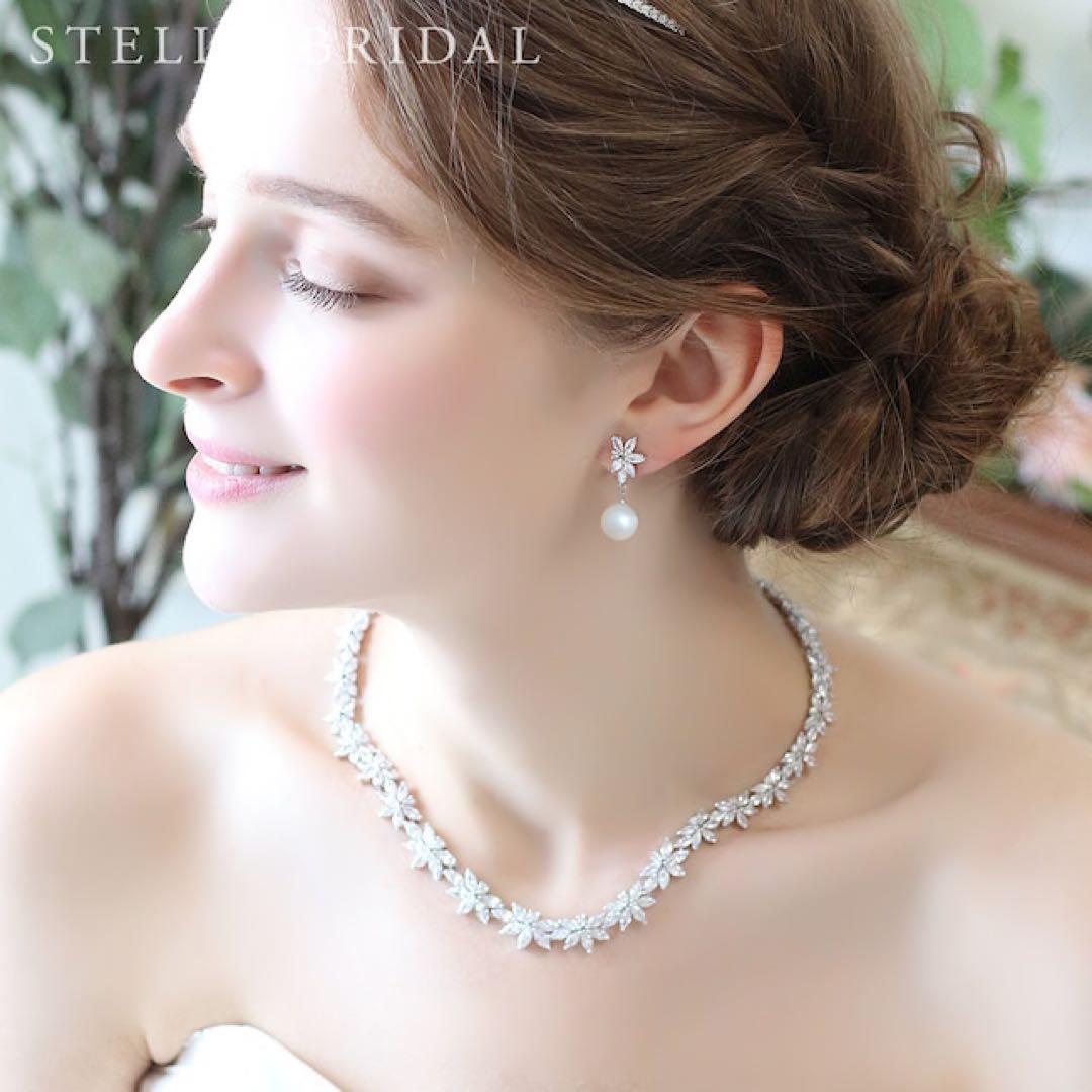 Stella Bridal キュービックジルコニア アカシア ネックレス＆ピアス