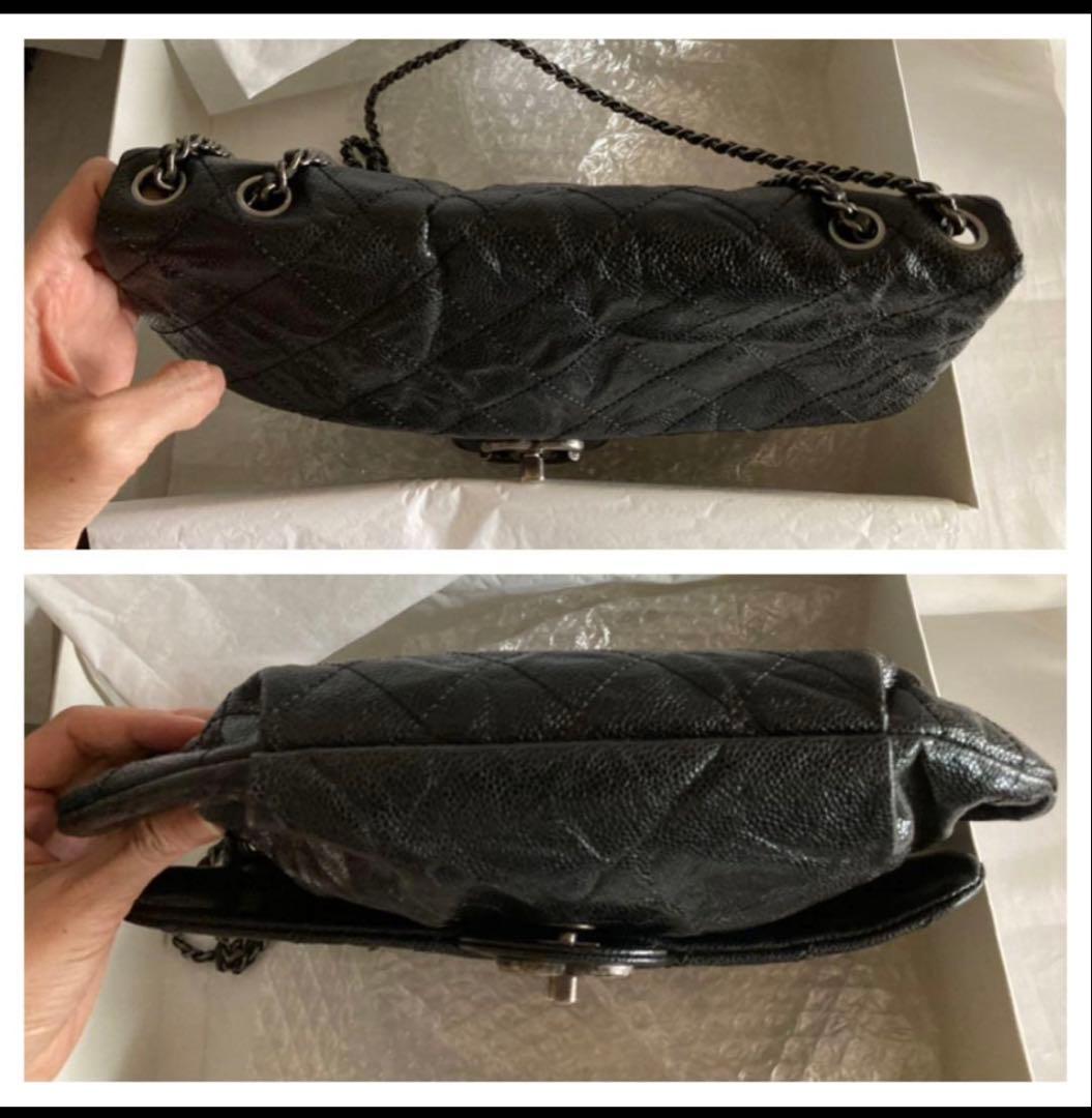 CHANEL ブラック レザー ショルダーバッグ