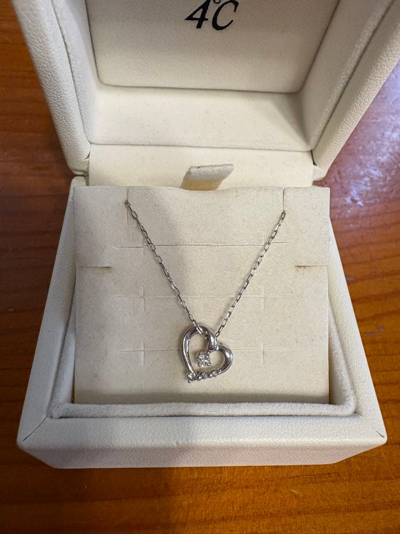 4°C k10 ダイヤモンドネックレス ハート