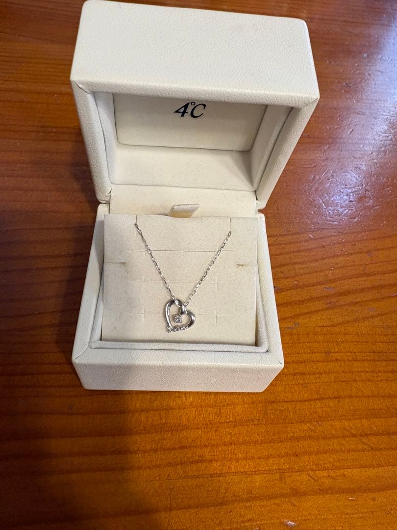4°C k10 ダイヤモンドネックレス ハート