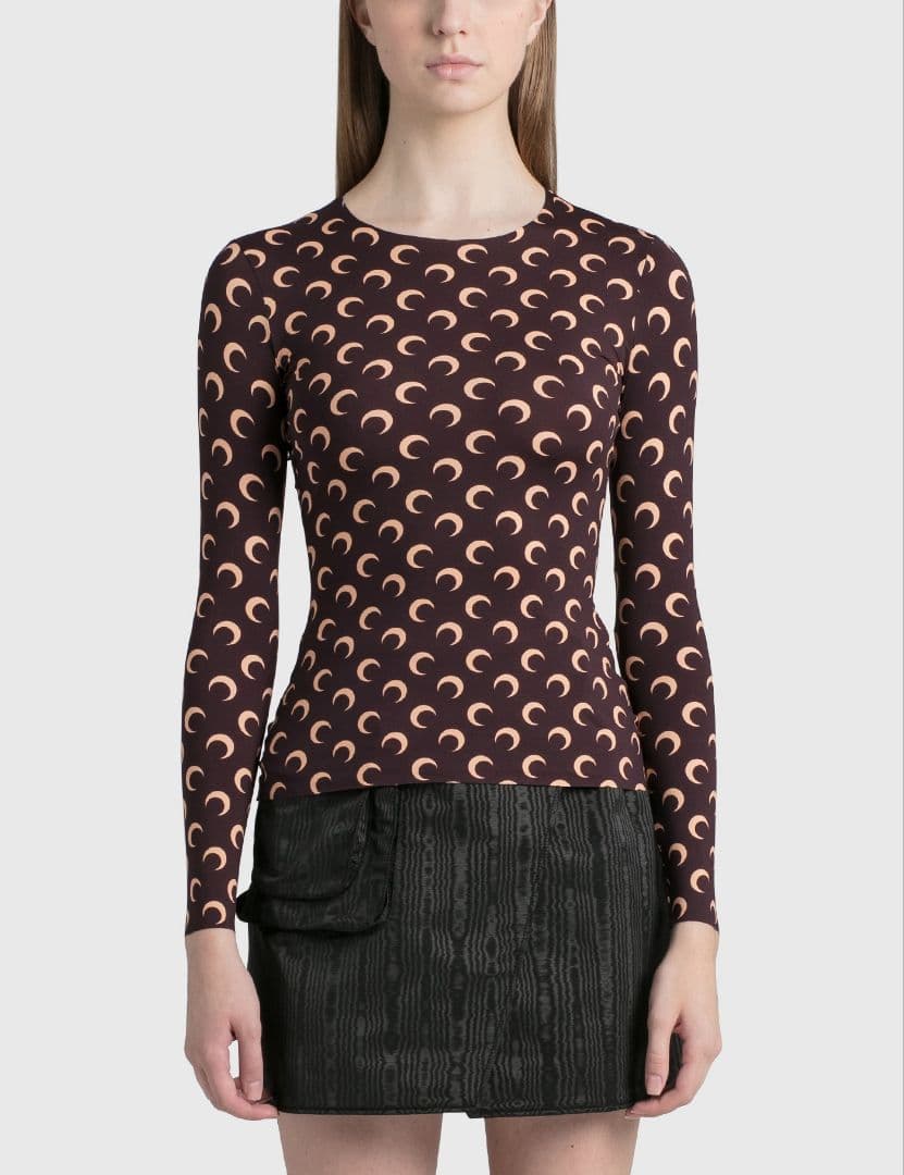 MARINE SERRE マリーンセル secondskin 長袖 ブラウン