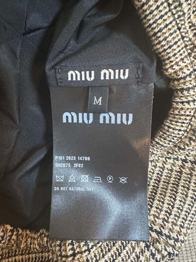 【新品未使用】miumiu チェック柄 ベレー帽