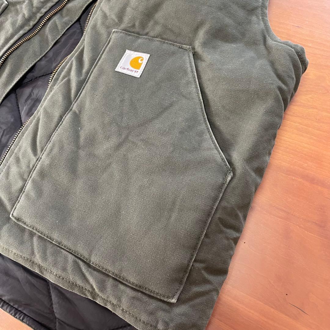 ★carhartt vtg ダックベスト グリーン系　Lサイズ