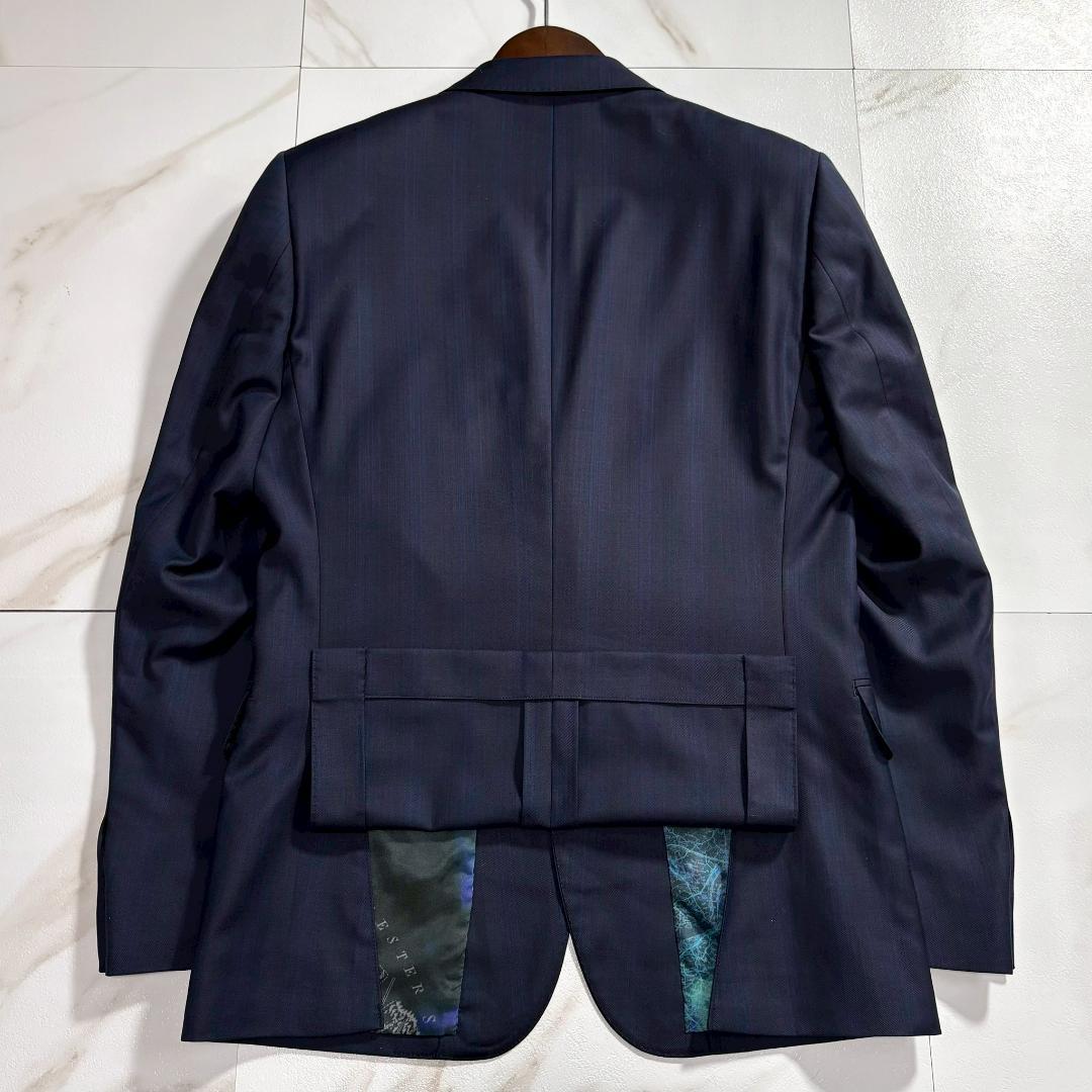 【美品】ポールスミス 裏地地図柄 スーツ 背抜き ストライプ チェルッティ