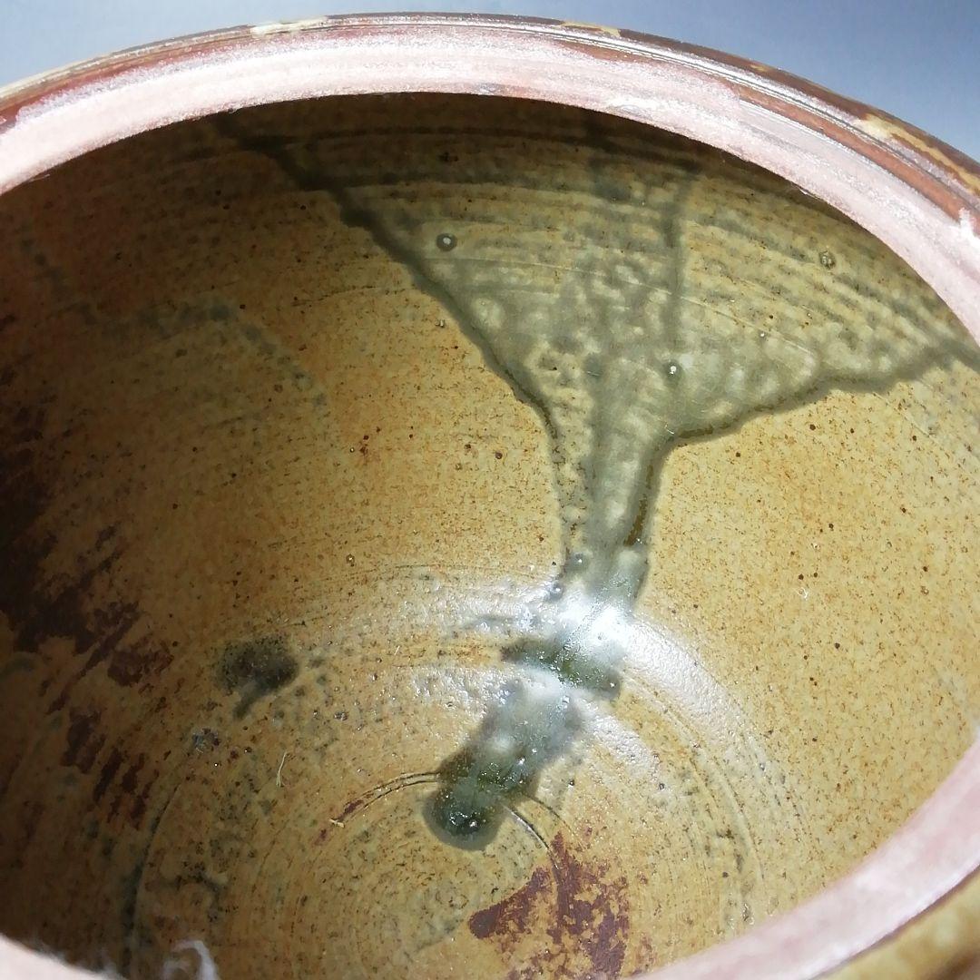 Ｓ６８０　水指　『高麗柿天目陽刻阿古陀形』『李殷九』　共箱　茶道具