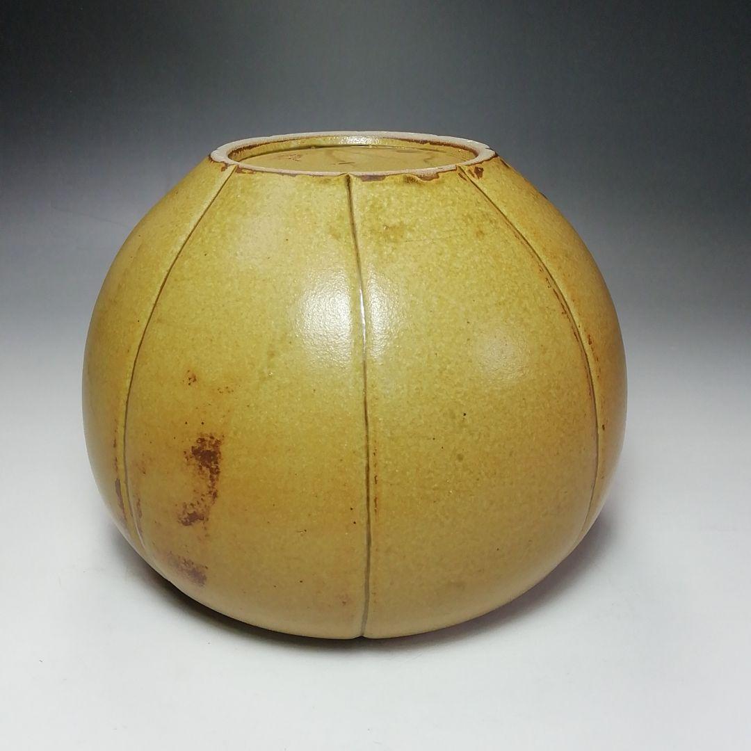 Ｓ６８０　水指　『高麗柿天目陽刻阿古陀形』『李殷九』　共箱　茶道具