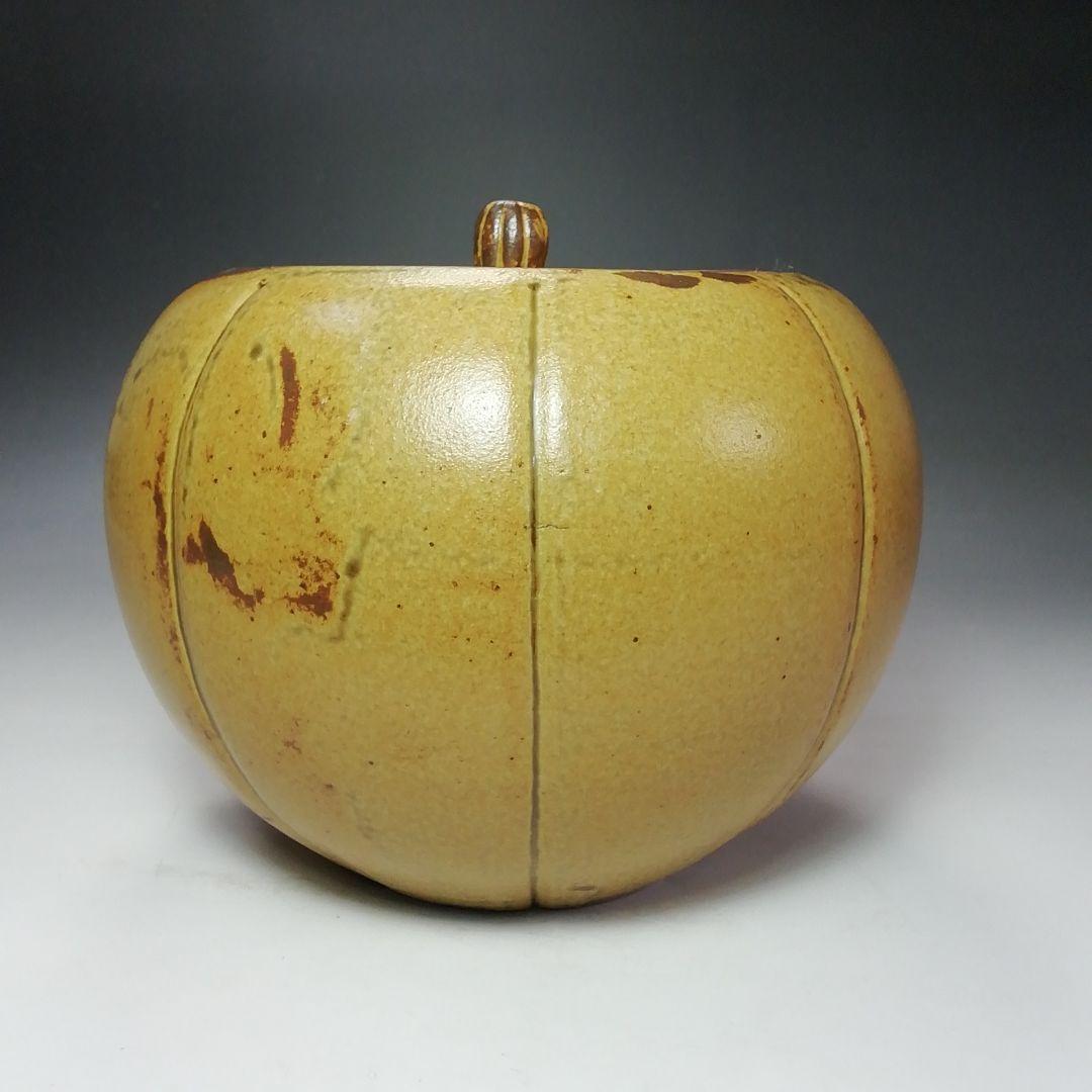 Ｓ６８０　水指　『高麗柿天目陽刻阿古陀形』『李殷九』　共箱　茶道具