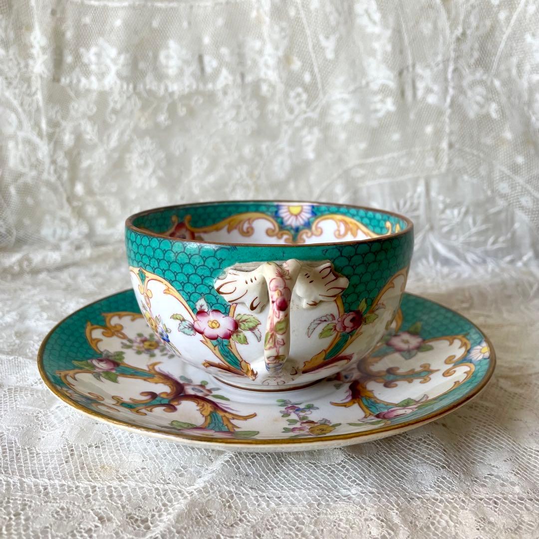 【レア】サルグミンヌミントン　ショコラカップ　緑　C&S フランスアンティーク