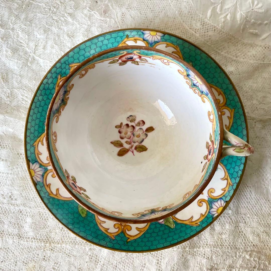 【レア】サルグミンヌミントン　ショコラカップ　緑　C&S フランスアンティーク