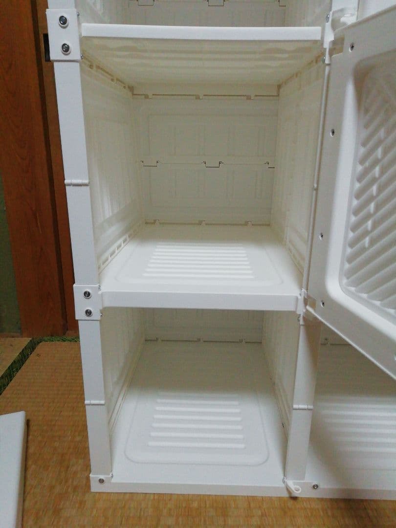 リエンちん　モリリン 折り畳みワードローブ 白扉2列 S109 説明書あり