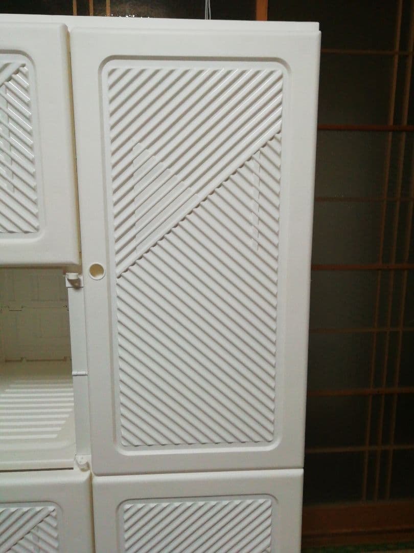 リエンちん　モリリン 折り畳みワードローブ 白扉2列 S109 説明書あり