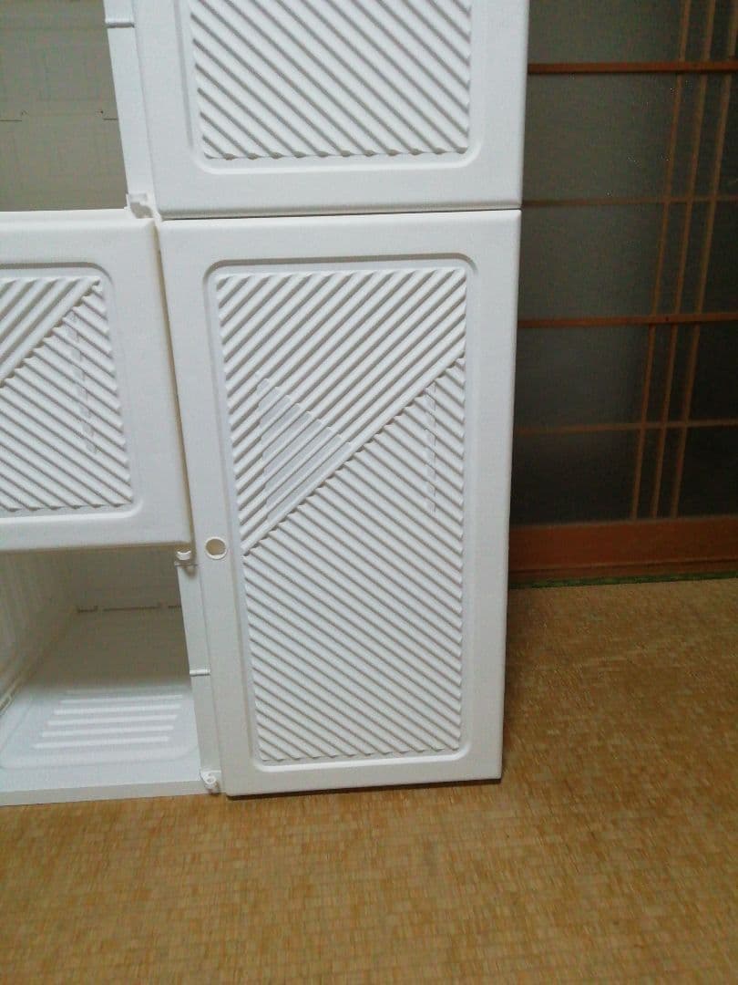 リエンちん　モリリン 折り畳みワードローブ 白扉2列 S109 説明書あり