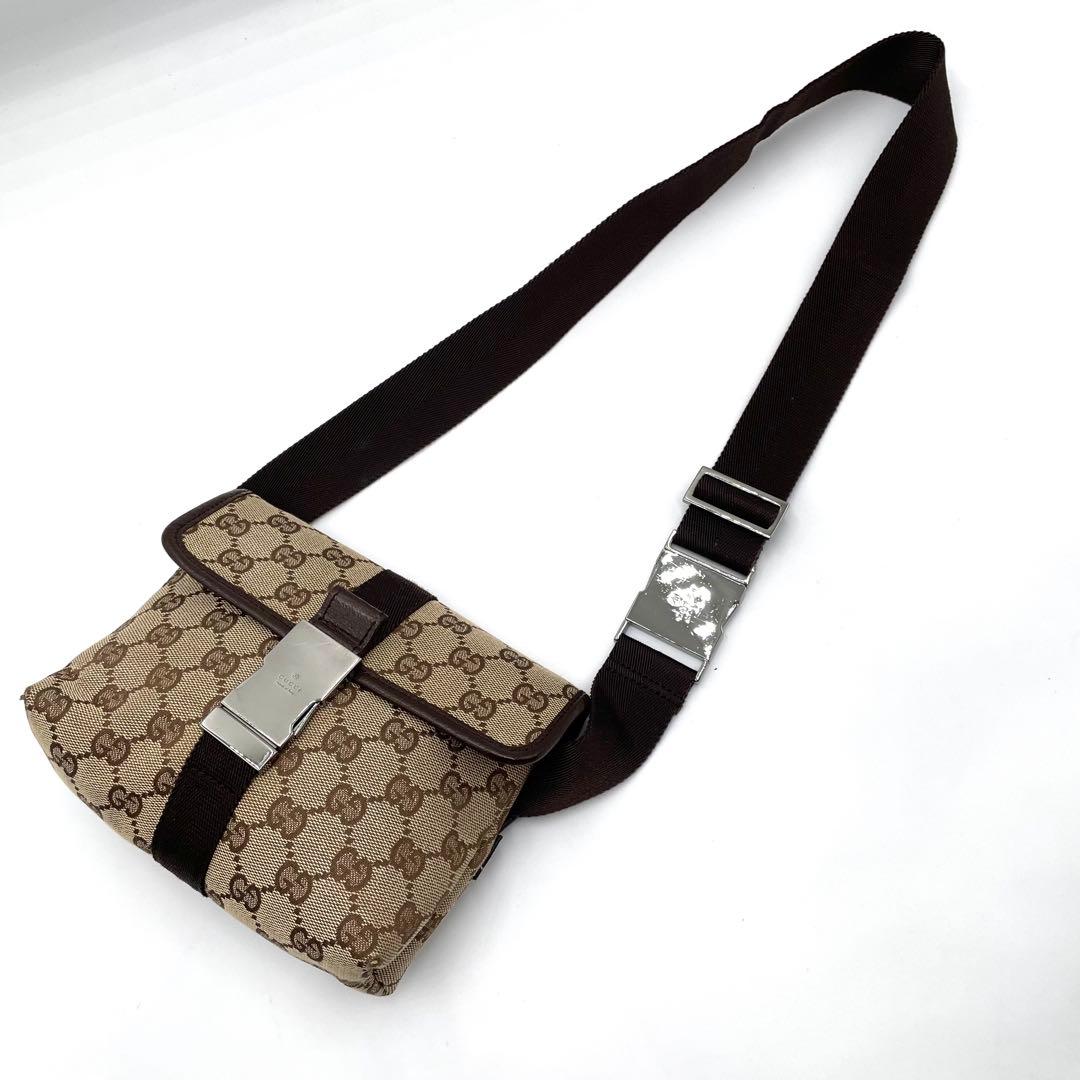 美品✨GUCCI グッチ GGキャンバス ウエストポーチボディバッグ