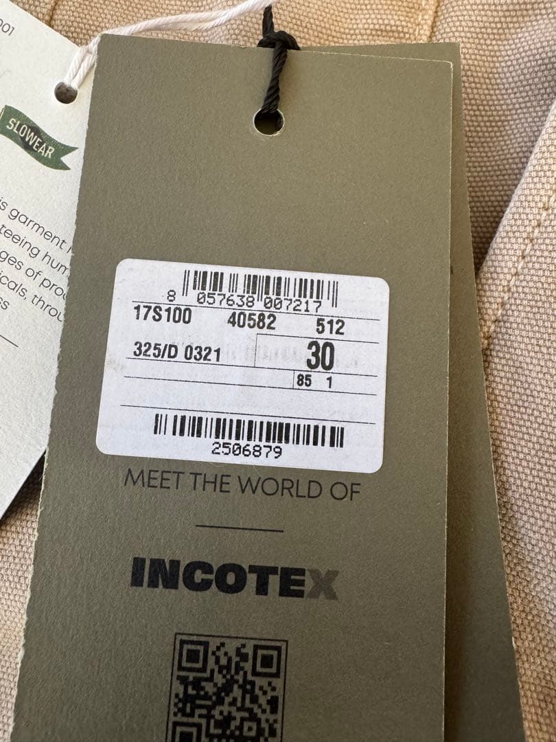 【新品未使用】INCOTEX(インコテックス) コットンパンツ 30