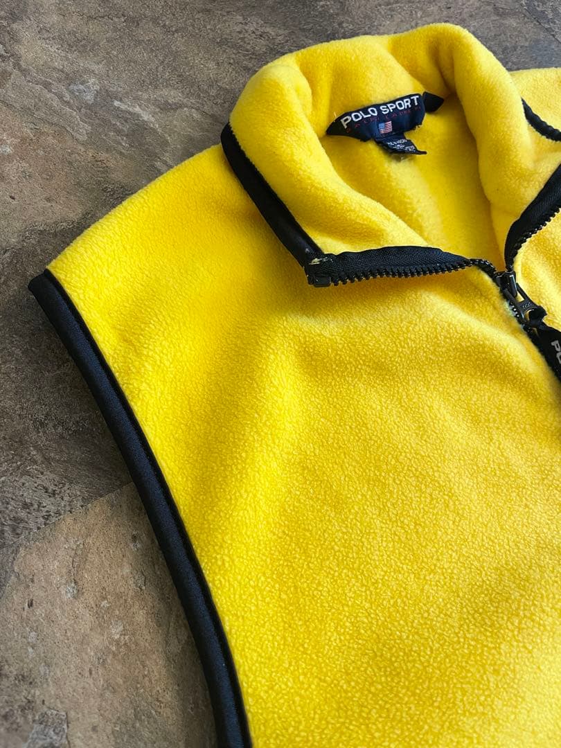 90s POLO SPORT ポロスポーツ フリースベスト イエロー XL