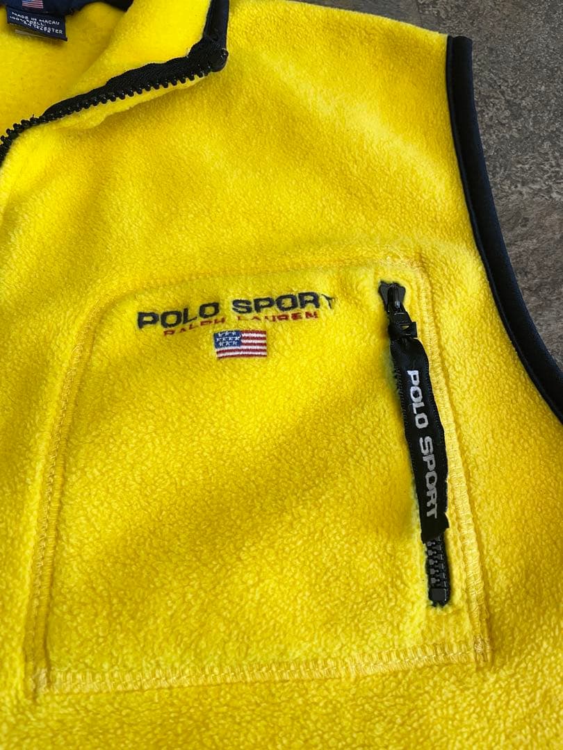 90s POLO SPORT ポロスポーツ フリースベスト イエロー XL
