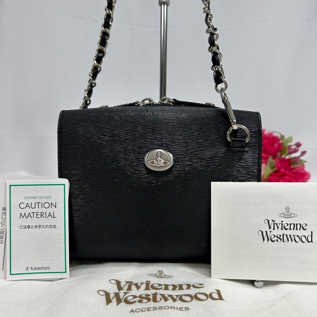 【未使用級】ヴィヴィアンウエストウッド ショルダーバッグ レザー オーブ 型押し