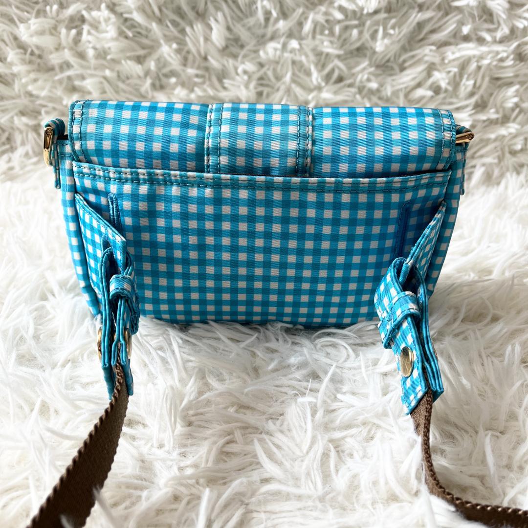 FENDI ウエストバッグ 水色 チェック柄 ショルダーバッグ ライトブルー