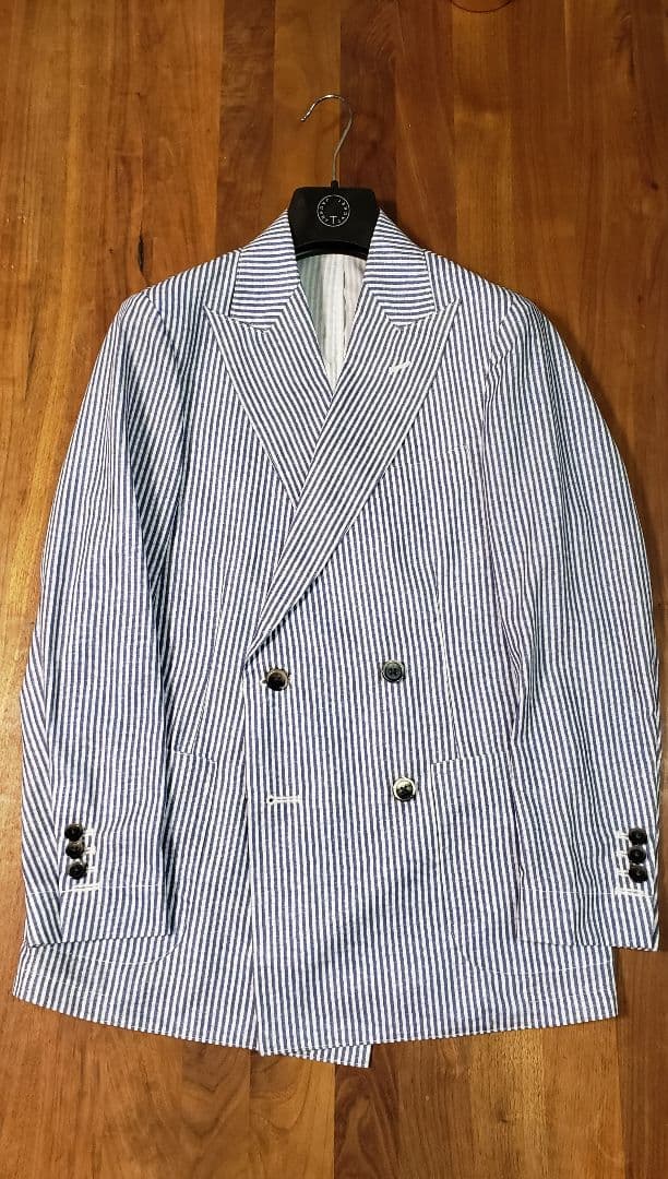 ダブル　ジャケット　シアサッカー　サマー　LARDINI BEAMS RING