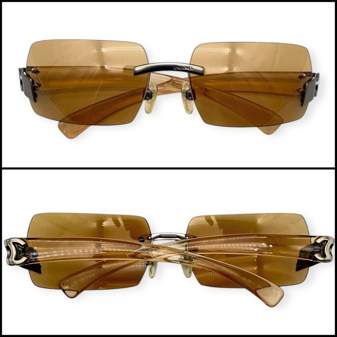 【美品】CHANEL シャネル　ココマーク　リムレス　サングラス　スクエア