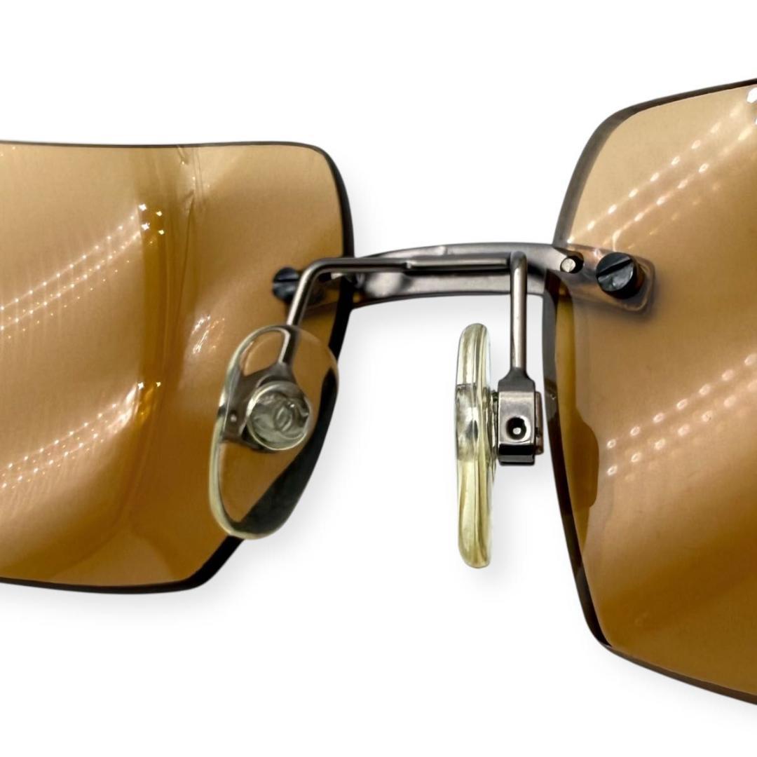 【美品】CHANEL シャネル　ココマーク　リムレス　サングラス　スクエア