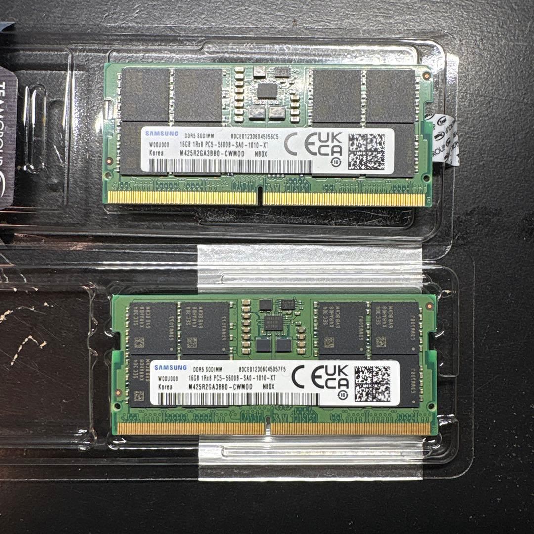 Samsung製DDR5 16GB SO-DIMMメモリー 2枚セット