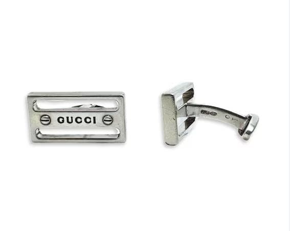 美品【希少】GUCCI カフスボタン◆ヴィンテージ。シルバー。箱、説明書、袋付き
